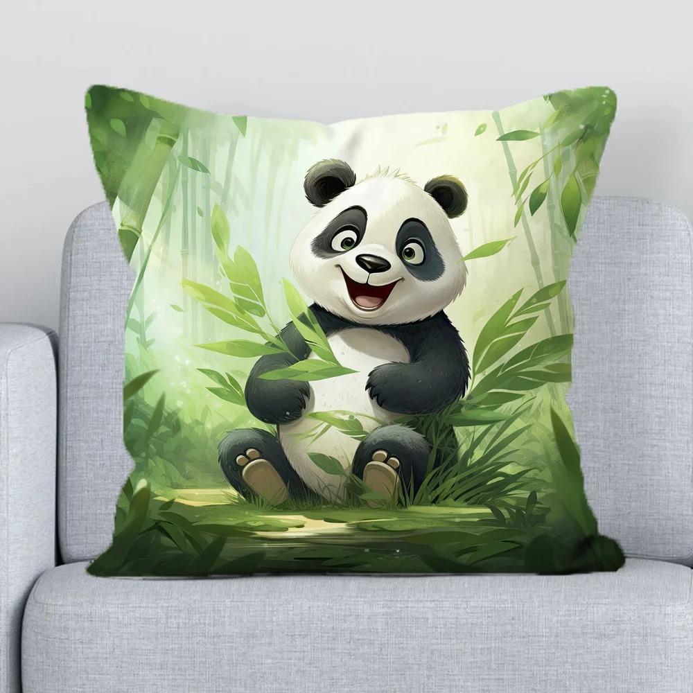 Office Sofa Cushion Cover Cartoon Panda Decorative Pillowcase Fashion Luxury Home Decoration Car Cushion Cover