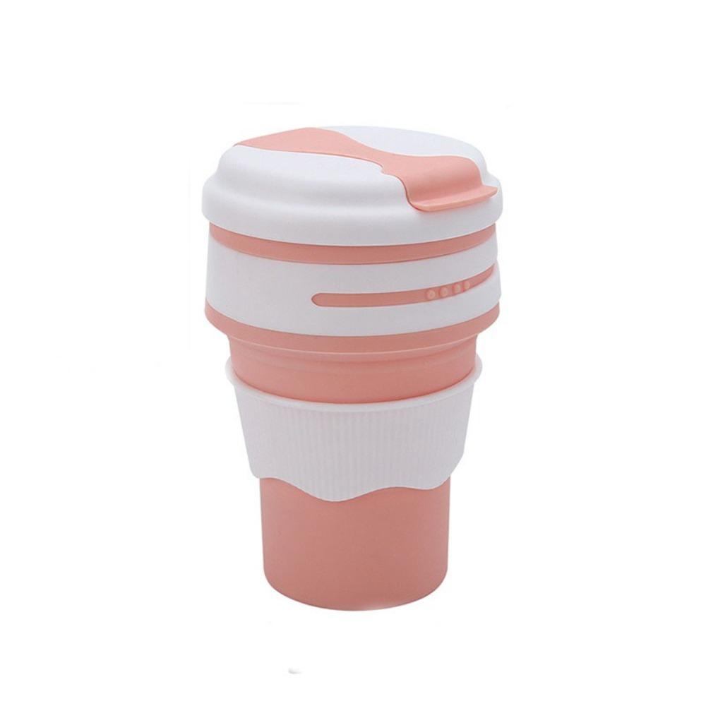 

350 мл Складной стакан для воды Высокотемпературный Спортивная фляга Силиконовая чашка для чая и кофе Спорт розовый