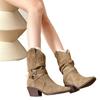Leather Boots Short Boots Women's 2025 Autumn Thin Medium Tube Knight Boots Suede Matte High Heel Western Cowboy Boots