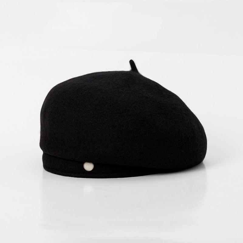 Herfst Wol Achtkantige Schelp Grote Hoofd Ronde Baret Dames Retro Literair Temperament Schildershoed Winter Warm Meisje Casual Hoed