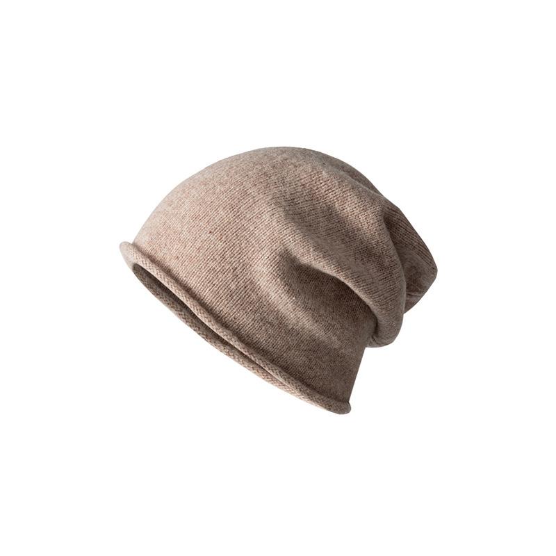 Solid color 100% wool cold hat women's pile hat spring and autumn hat high-end knitted hat warm wool hat