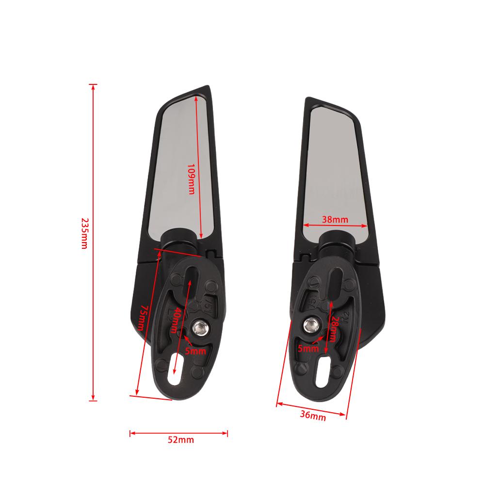 Motorcycle Wind Wing Rearview Mirror Adjustable Rotation Suitable for Kawasaki Ninja Ducati 899 Yamaha R15 Honda Suzuki GSXR1000