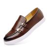 Fashion New Solid-Color Men's Casual Loafers For Autumn And Winter  Fashionable Crocodile Pattern Double-Breasted Comfortable Flat Shoes