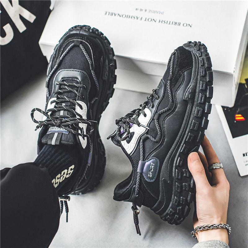 Mesh Male Shoes Men's Casual Sneakers Thick Platform Black Comfortable Size 9 Lightweight Tourist Original Fashion on Sale Jump