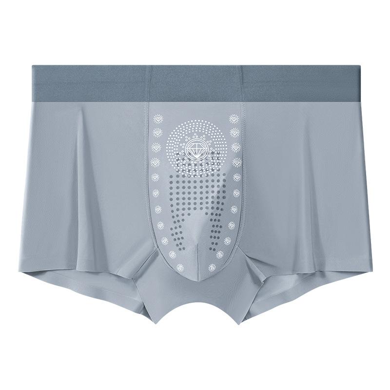 Men s Spring and Summer New Ice Silk Seamless Breathable Briefs L светло-серый
