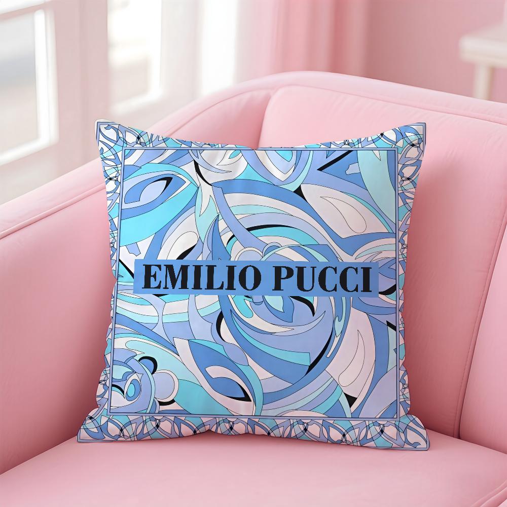 E-EE-Emilio logo P-Pucci Pillow Case Anti-dustmite Pillowcase Invisible zipper silky short plush Sofa cushion cover