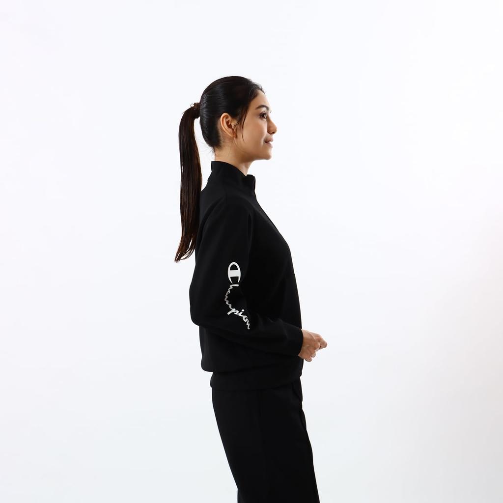 Jacket Quick Dry Script Logo Zip Jacket Sports Black L [Champion] Women's CW-YSE01