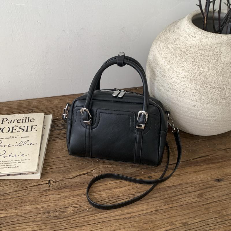 Mini Boston Bag with Dual Top Handles and Detachable Shoulder Strap for Elegant Daily or Evening Use