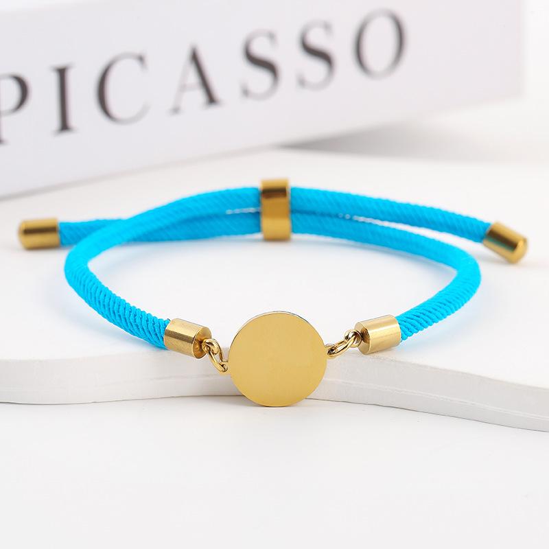 Adjustable 15mm Multi-Color Round Milanese Rope Bracelet with Stainless Steel Cross for Laser UV Printing.