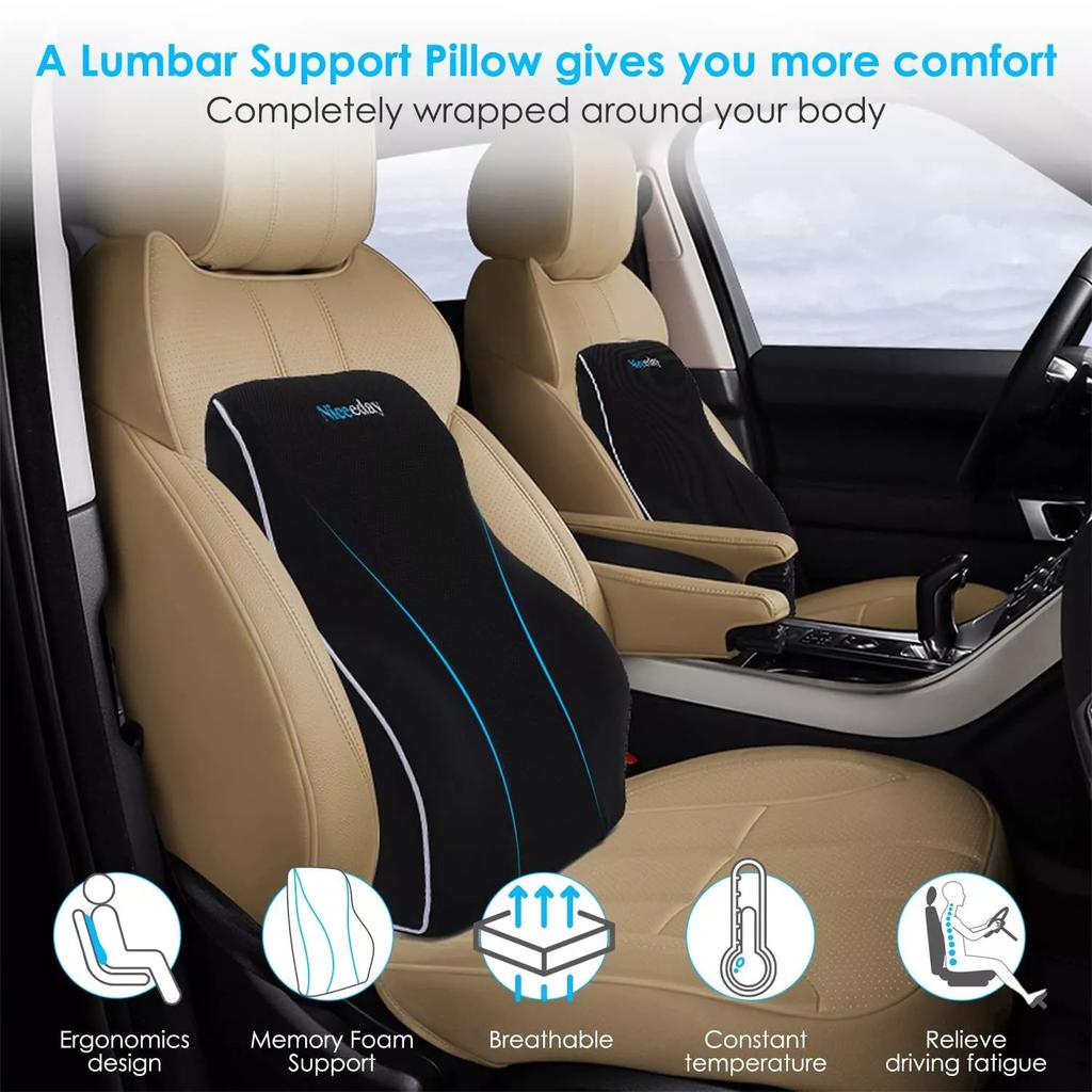 Lumbar Support Pillow Memory Foam Relieve Back Pain Car Seat Waist Cushion Soft Comfortable For Office Home Car Lumbar Support