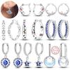 925 Silver Hoop Earrings Zircon Smiple Classic Star Cross Cat Pearl Earrings for Women Girl Party Fashion Jewelry Gifts