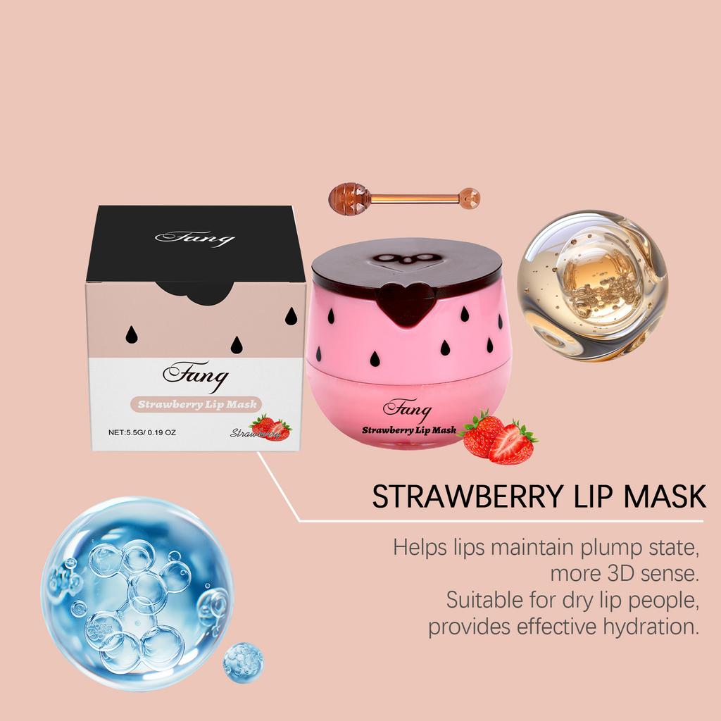 Lip Sleep Mask Night Sleep Moisturizing Lip Gloss Bleach Cream Exfoliating Fade Lip Lines Strawberry Honey Nourishing Lip Care