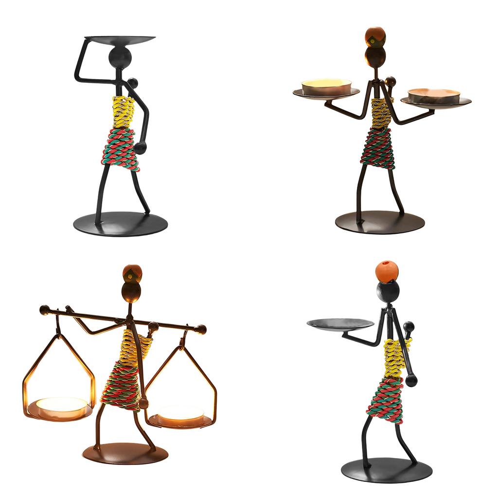 Creative African Tribal Lady Tealight Candle Holders Centerpieces Iron Candlestick Holders for Home Dinning Table Decors