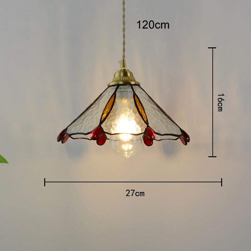 Home Garden LED Pendant Light Fixture Wood Copper Glass Lampshade Vintage Edison Bulb Hanging Lamp Restaurant Ceiling Chandelier