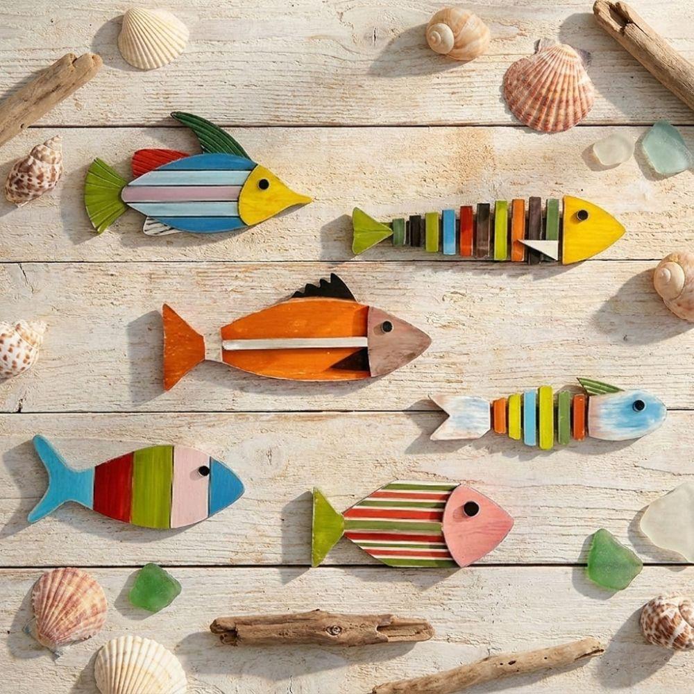 Vintage Coastal Style Fish Ornaments Nautical Style Fish Pendant Set Living Room