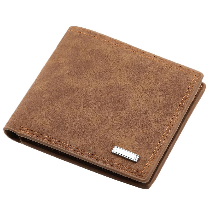 Men's Short Style Multifunctional Leather Wallet with Money Clip