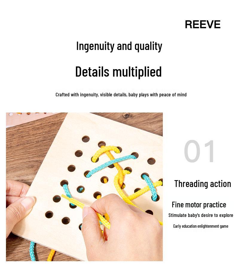 Children's Educational Threading Board Toy for Concentration and Logical Thinking, Handmade Shoelace Trainer for Ages 3-6