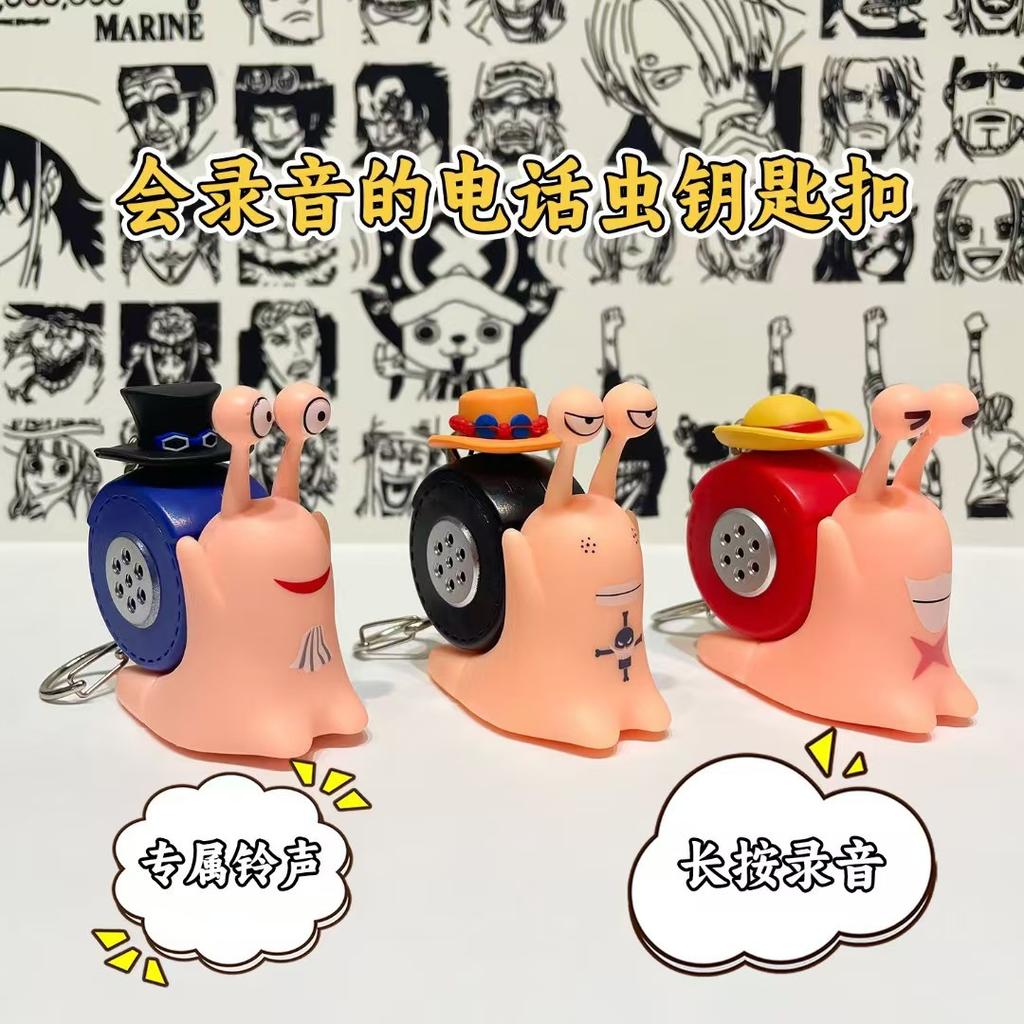 1 stk Anime One Piece Den Den Mushi Modell Tegneserie Luffy Sabo Ace Snegletformet Telefon Kan Lydopptak Leker Fans Gaver