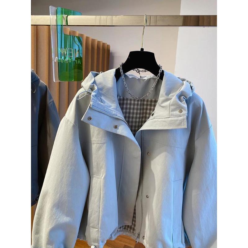 Plus Size Women S Hooded Windbreaker Jacket Workwear Style