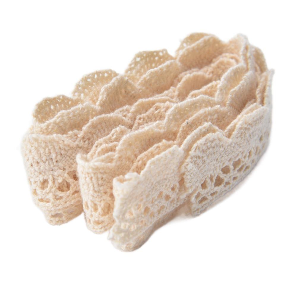 1pcs 20 Yards Length Cotton Lace Trim 2cm Width Scalloped Lace Edge  For Curtain Decoration