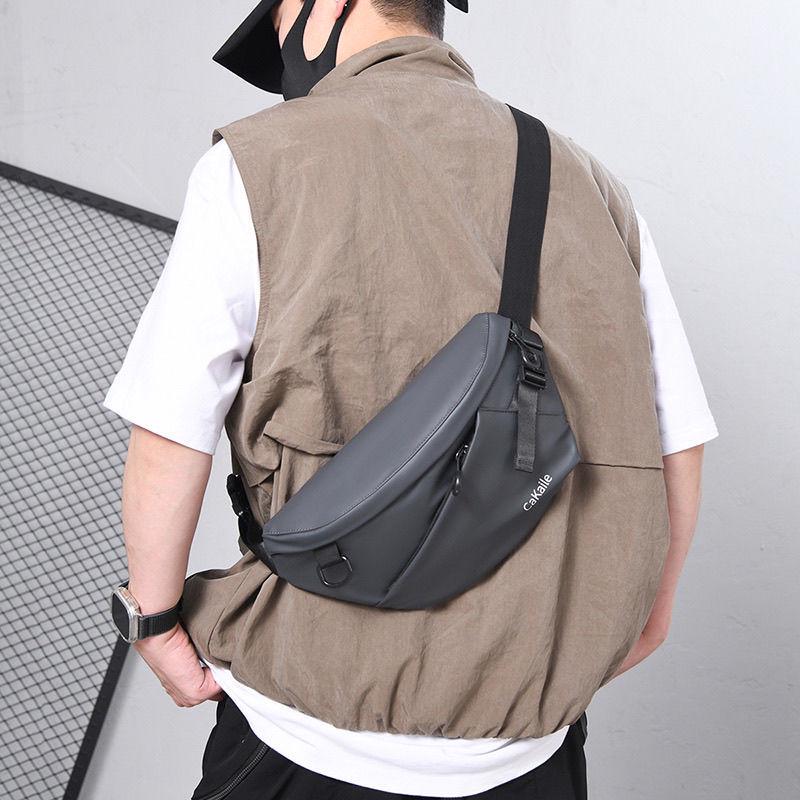 Men's Trendy Japanese Motorcycle Crossbody Chest Bag - Large Capacity, Functional Sports Messenger Backpack