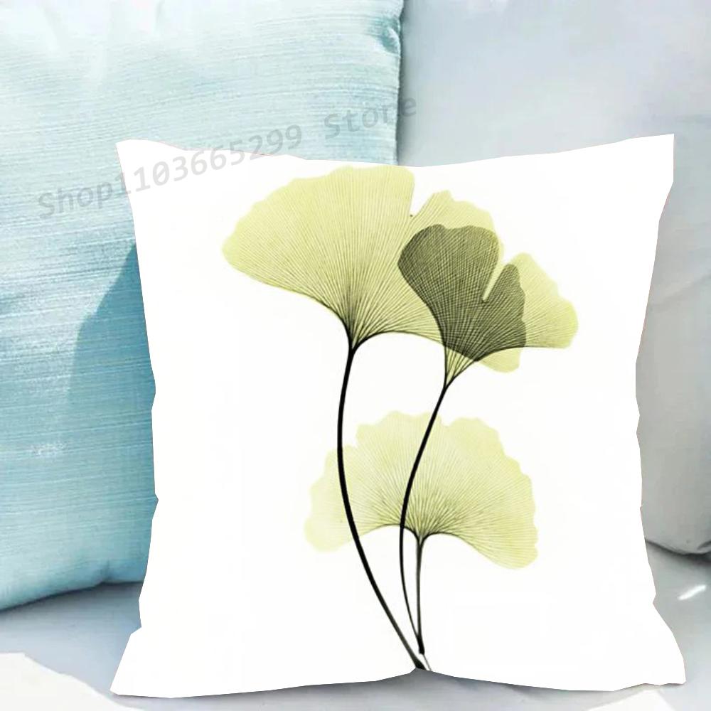 1pc Ginkgo Leaf Pillow Case Square Bedroom Sofa Leisure Comfort Cushion Car Living Room Home Decoration