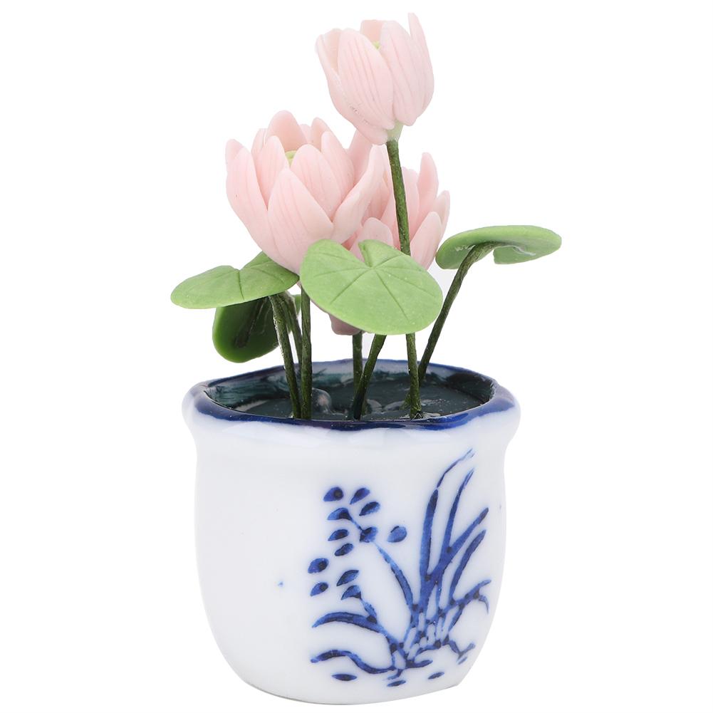 Mini 1/12 Puppenhaus Reizende Lotus Pflanze Blume Miniatur Heimdekoration Modell Zubehör