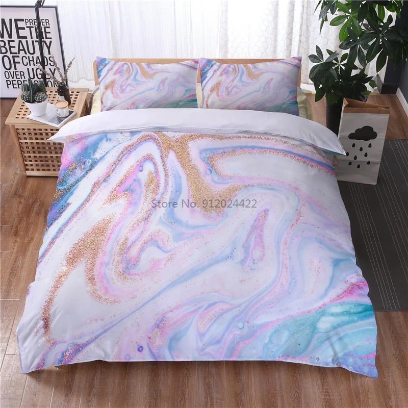 Black White Geometric 3d Bedding Sets Marble Digital Printing Duvet Cover Set with Pillowcase Home Textile Europe Australia Size