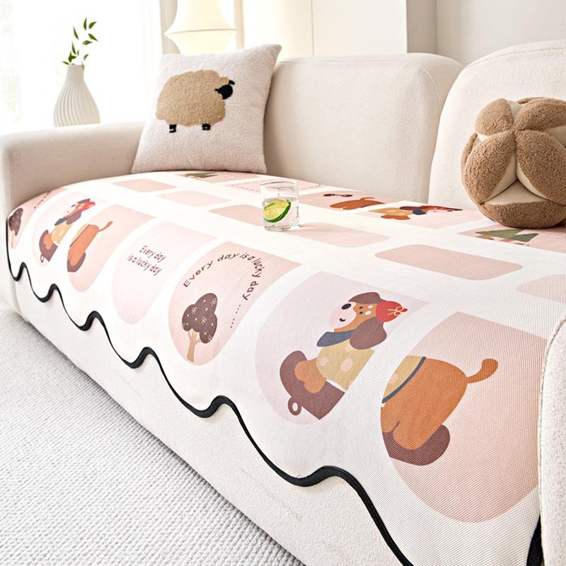 

Summer ice silk puppy sofa cushion special-shaped ins wind one-piece non-slip summer leather sofa cover towel 90*70cm