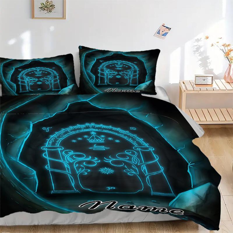 Custom Textile Golden Bedding 3 Piece Set HD Print Duvet Cover Pillowcases for Teens Adult Bedroom Decoration