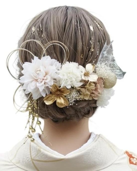 

[Lomeri] Artificial Flower Hair Ornament for Coming-of-Age Ceremony, Graduation Ceremony, Furisode Kimono, Wedding, Japanese Traditional Clothing A492