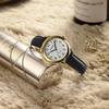 PINDOWS Slim Minimalist Quartz Analog Watch with Black Leather Strap and Case A Stylish and Elegant Everyday Watch Women's Gold-Tone -