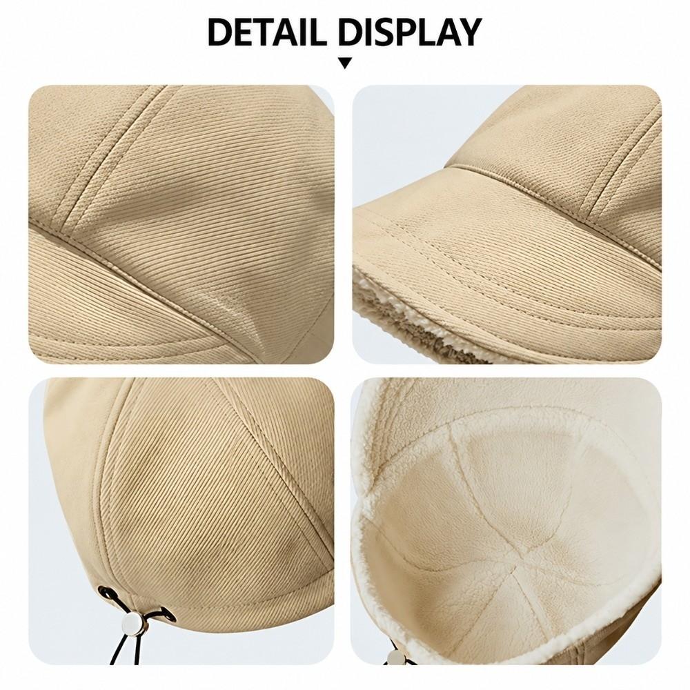 Windproof Plush Bucket Hat Solid Color Versatile Visor Hat Warmth Flat Cap Autumn Winter