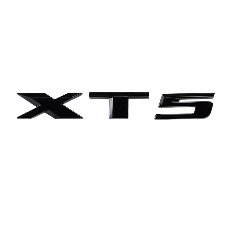 ABS Glossy Black Car Emblem Front Grille Rear Trunk Logo Decals Fender Badge Cover Stickers for Cadillac XT5 Auto Accessories