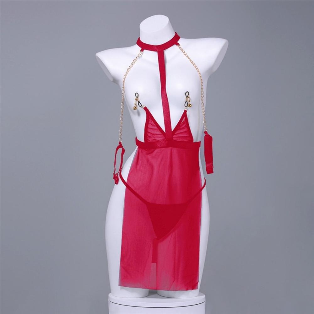 Sexy ODM Bodysuits Underwear Mesh Perspective Uniform Temptation Milk Leakage Passion Non-Release Sm Gown Pajamas Female Qqny