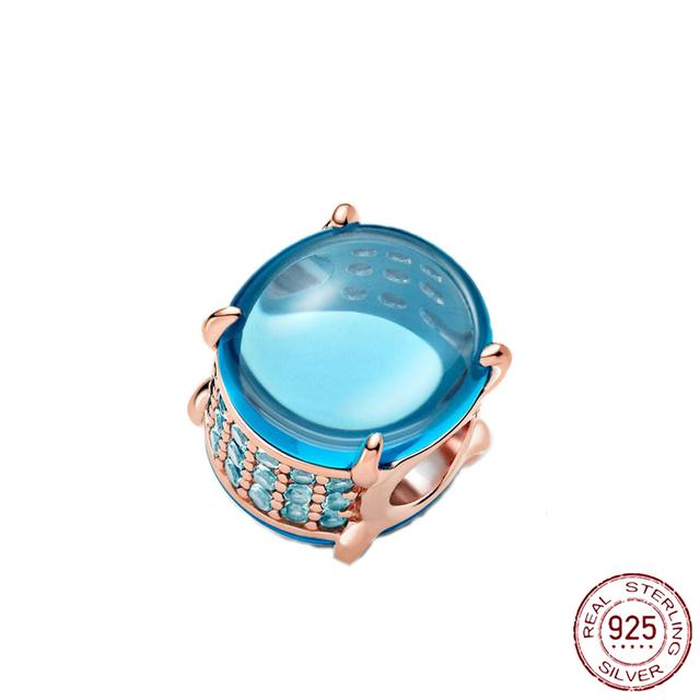 New Ocean Blue Sea Turtle Dangle Bead Fit Original Fashion Charms Silver 925 Bracelet Diy Women Jewelry Summer Collection