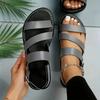 Women's Adjustable Crisscross Strap Flat Sandals - Open-Toe Summer Beach Shoes with Buckle Closure Casual Roman Sandal, Strappy Sandals