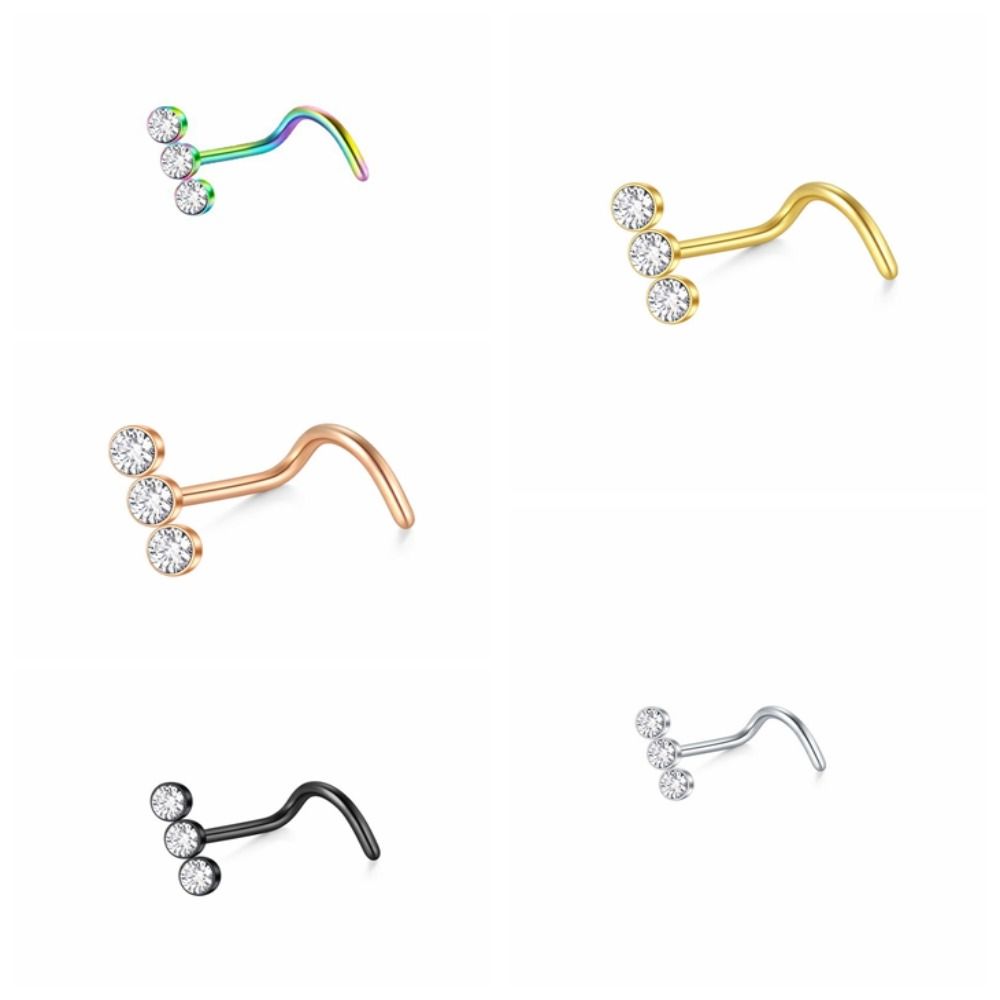 Geometric Zircon Nose Screw Studs Opal Nostril  Goth   Daily