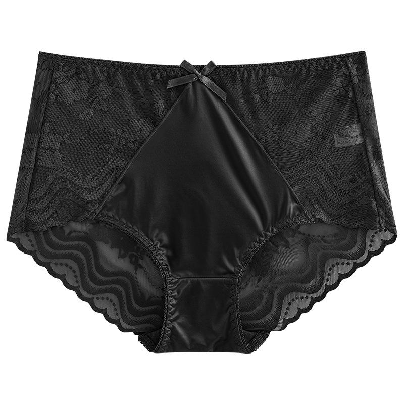 Big Size Lady Sexy Lace Hollow Bow Without Mark Pack Hip Lift Hip High Waist Triangle Briefs