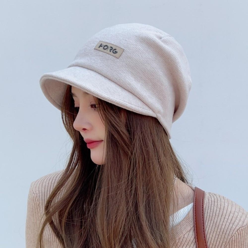 Casual Wide Brim Caps Solid Color Ear Protection Cap Fashion Warm Hat Autumn Winter