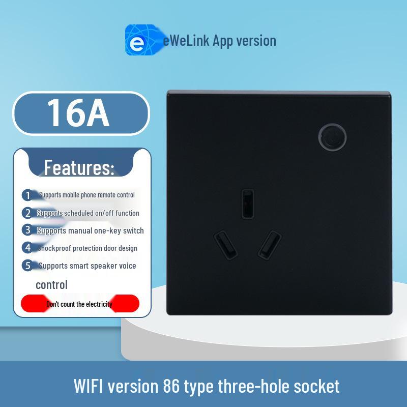 eWeLink Smart WiFi Wall Socket 86 Type 10A - Remote, Voice-Controlled App for Mobile