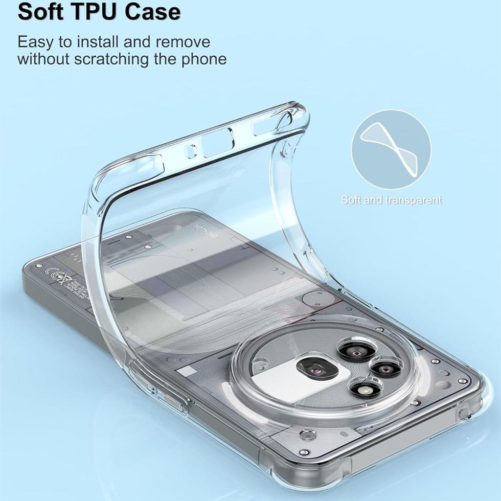 TPU Transparent Case for Nothing Phone 3A Pro 2A Plus 2 Cmf 1 Protective Cover Four Corners Shockproof Bumper Coque Fundas