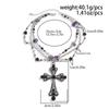 Gothic Dark Cross Necklace for Women - Punk Crystal Beaded Tassel Choker
