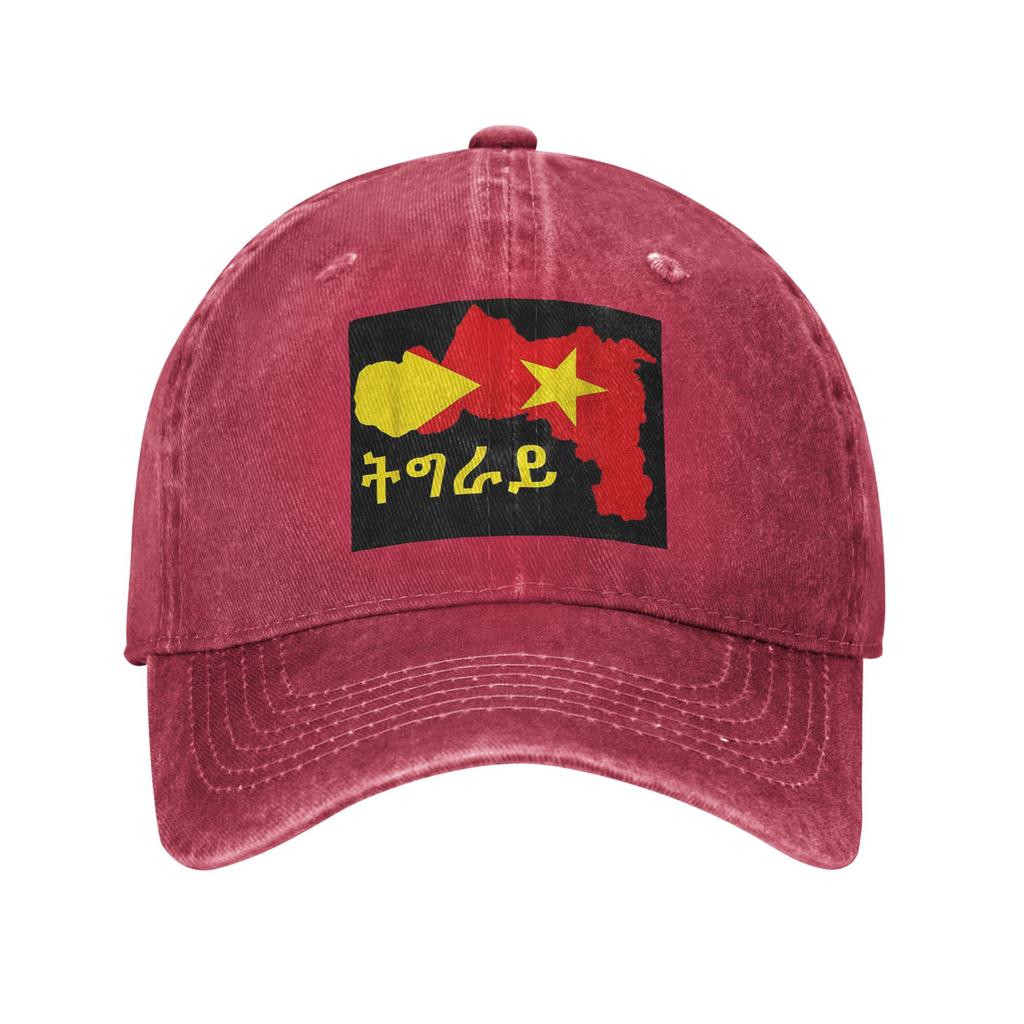Tigray Flag Ethiopian Baseball Caps Washed Denim Hats Adjustable Casquette Sports Baseball Cowboy Hat for Unisex Women