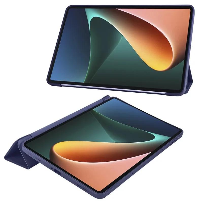 Tablet Funda For Xiaomi Mipad 5 Pro 12.4 Case Tri Fold Soft Back Shell For Mi Pad 5 Pro 12.4 Inch Cover 2022 Coque + Gift