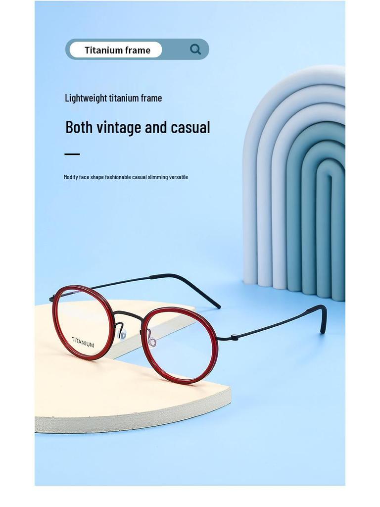 Linde 5805 Oval Titanium and Acetate Fashion Eyeglasses for Women and Men - Retro Business Style