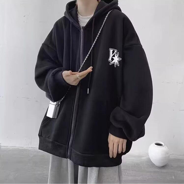 American trendy brand men's jacket spring and autumn 2025 new sports hooded cardigan sweater boys clothes jacket