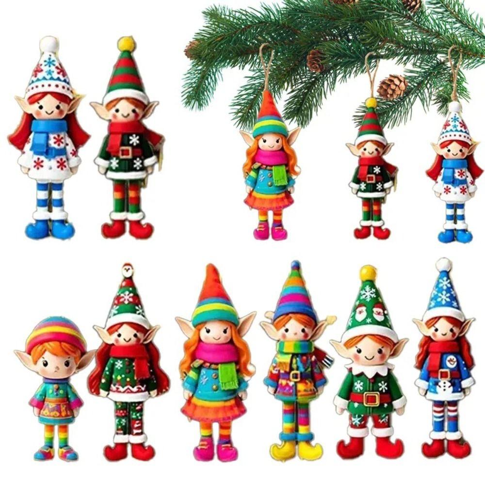 8/16/24Pcs Vintage Christmas Wooden Pendants Fantasy Christmas Tree Ornaments Christmas party