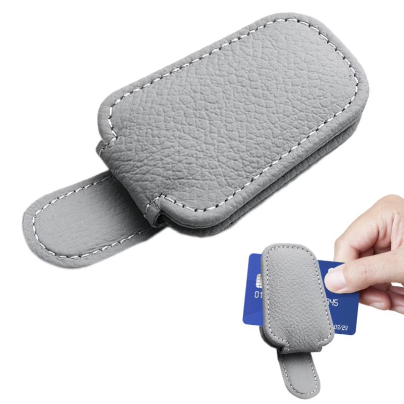 Universal Car Sunglasses Holder Car Magnetic Leather Clip Card Ticket Holder Auto Sun Visor Glasses Box Decoration Accessories