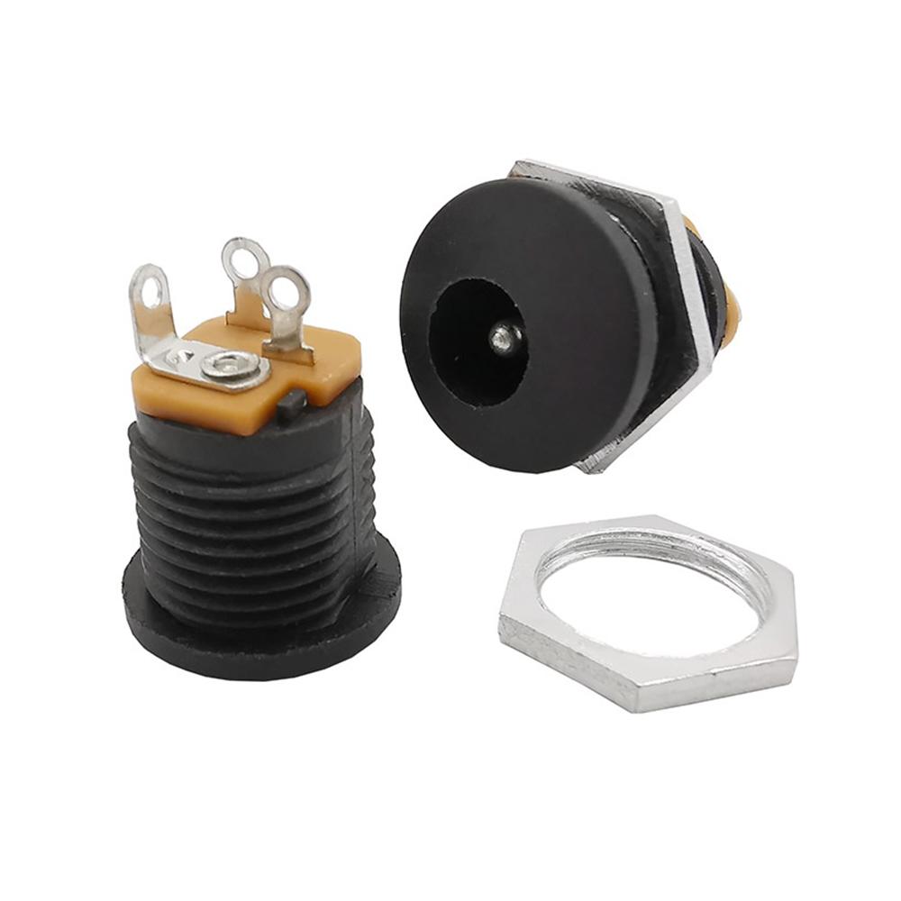 STONEGO 12V 3A DC Power Connector Panel Mount Female Jack Socket with Plastic Male Plugs, Screw Nut 5.5 X 2.1mm